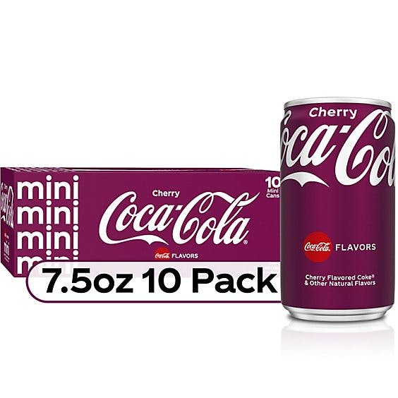 Cherry Coke Mini Cans, Cherry Flavored Coca-cola Soda Soda Soft Drink, Fridge Pack