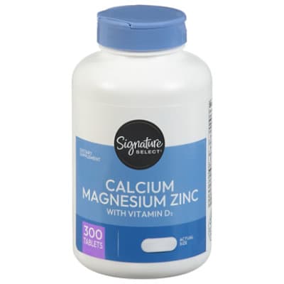 Signature Care Calcium Magnesium Zinc With Vitamin D3 Dietary Supplement Caplet