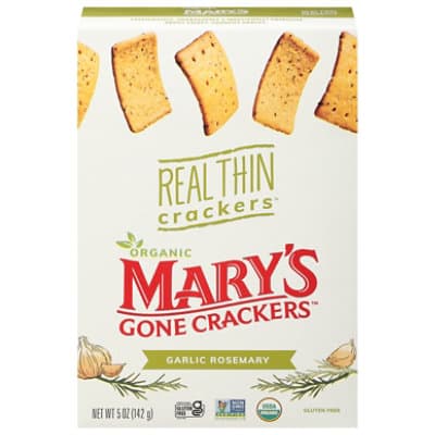 Mary's Gone Crackers Organic Real Thin Garlic Rosemary Crackers