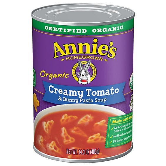 Is it Vegetarian? Annie's Homegrown Org Soup Creamy Tomato Bunny Pasta