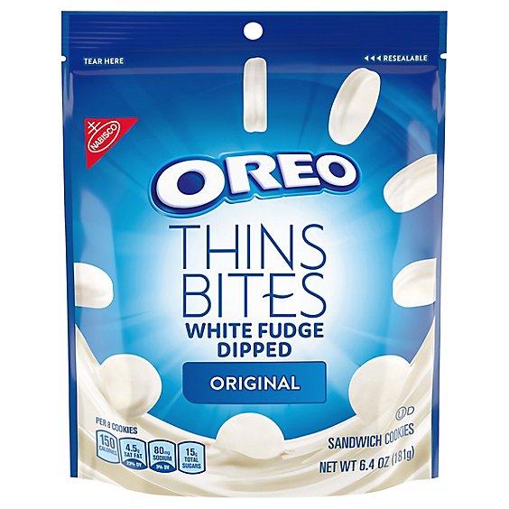 Is it Vegetarian? Nabisco Oreo Thins Bites White Fudge Dipped Original Sandwich Cookies