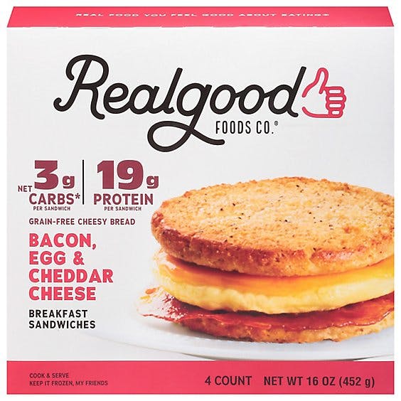 Is it Paleo? Real Good Foods Bacon, Egg & Cheese Breakfast Sandwich, 4 - Sandwiches