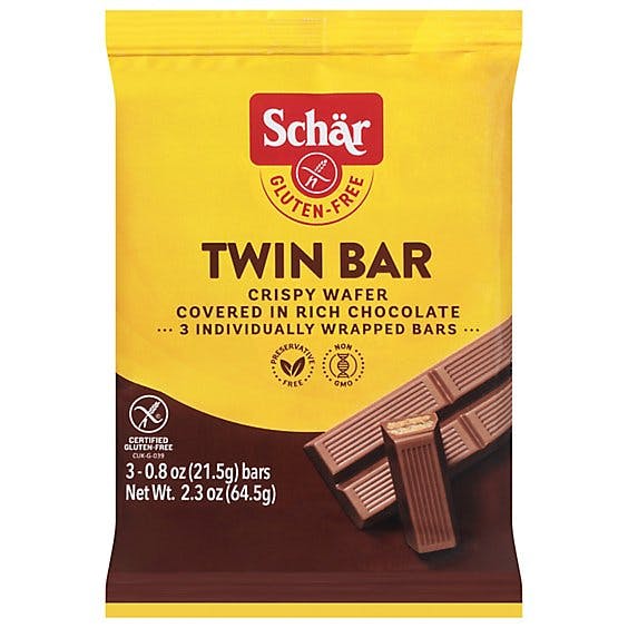 Is it Dairy Free? Schar Gluten Free Twin Bar, Chocolate Covered Crispy Wafer