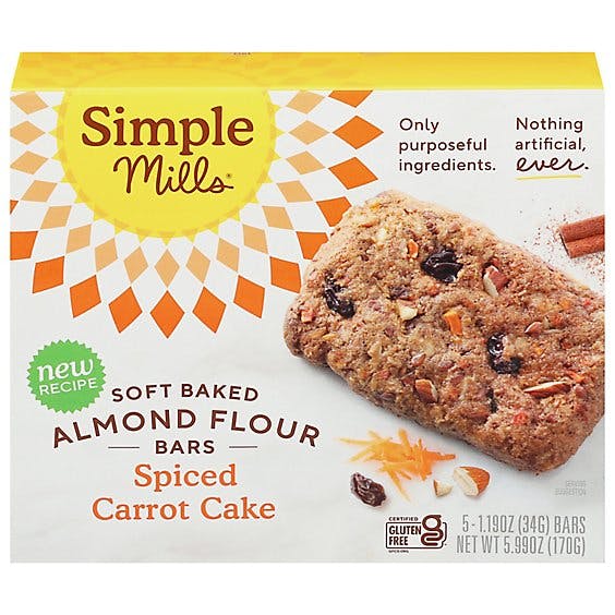 Is it Milk Free? Simple Mills Soft Baked Almond Flour Bars, Spiced Carrot Cake