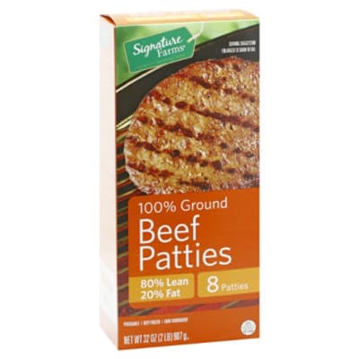 Signature Farms Ground Beef Patties 80% Lean 20% Fat