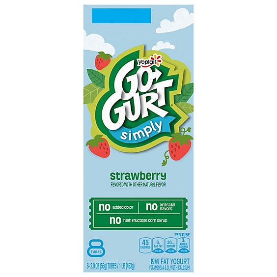 Is it Low FODMAP? Yoplait Go-gurt, Low Fat Yogurt, Simply Strawberry