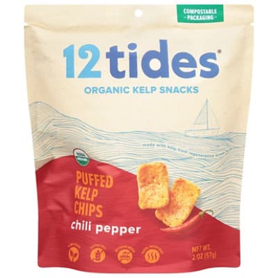 12 Tides Organic Puffed Kelp Chips, Chili