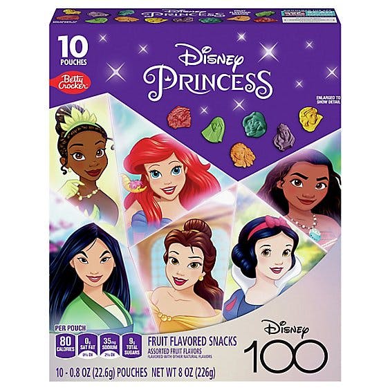 Disney Princess Fruit Flavored Snacks, Treat Pouches