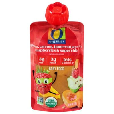 O Organics Baby Food Pears Carrots Butternut Squash Raspberries Chia Pouch