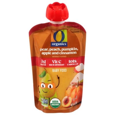 O Organics Baby Food Pear Peach Pumpkin Apple Cinnamon Pouch