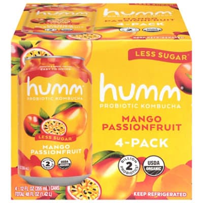 Humm Kombucha Mango Passionfruit Cans