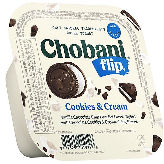 Is it Low FODMAP? Chobani Flip Cookies & Cream Low Fat Greek Yogurt