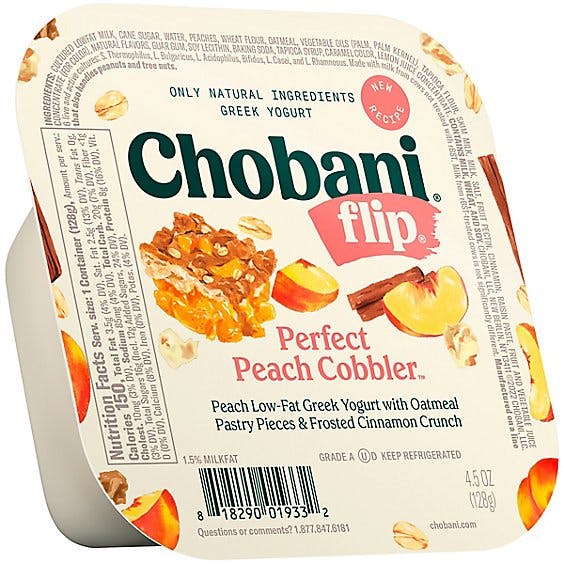 Is it Vegan? Chobani Flip Peach Cobbler Low Fat Greek Yogurt