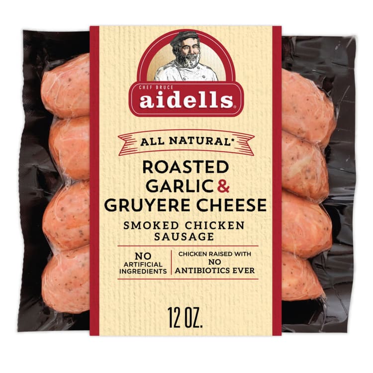 Aidells Smoked Chicken Sausage Links Roasted Garlic Gruyere Cheese