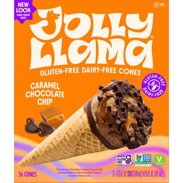 Jolly Llama Gluten-Free & Dairy-Free Cones Caramel Chocolate Chip