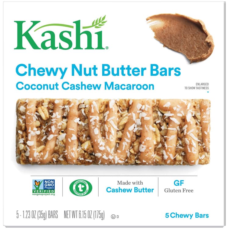 Kashi Bars Chewy Nut Butter Bars, Coconut Cashew Macaroon, Non-Gmo Project Verified