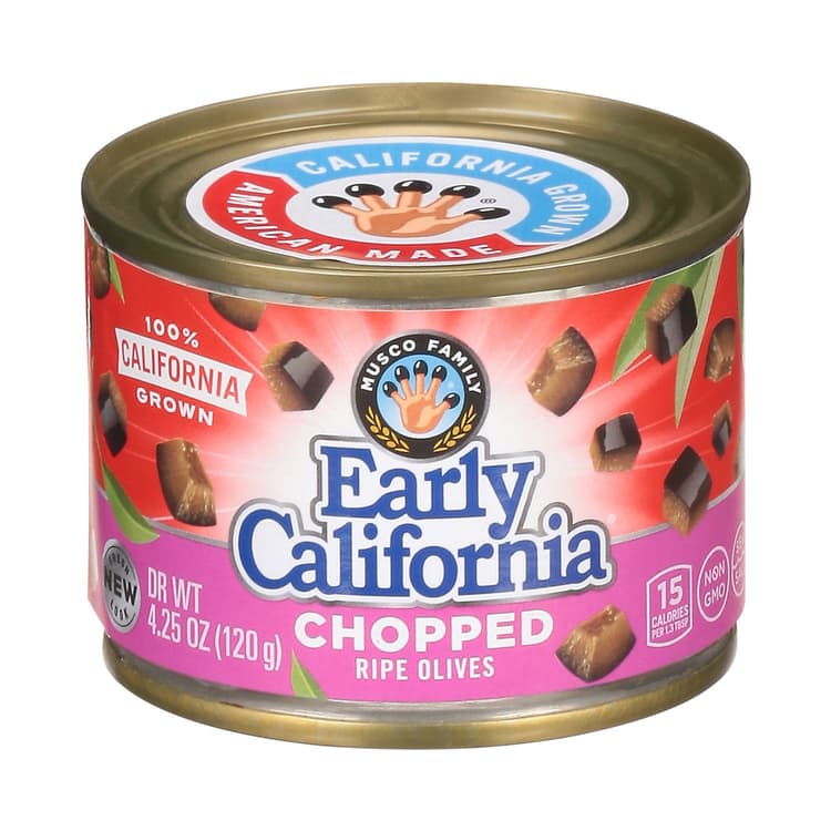 Early California Olives, Ripe, Chopped