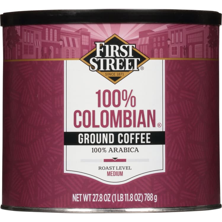 First Street Coffee, 100% Arabica, Ground, Medium, 100% Colombian