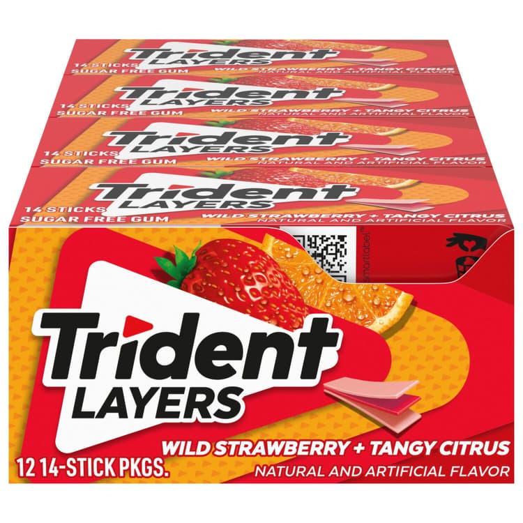 Trident, Layers - Gum, Sugar Free, Wild Strawberry + Tangy Citrus