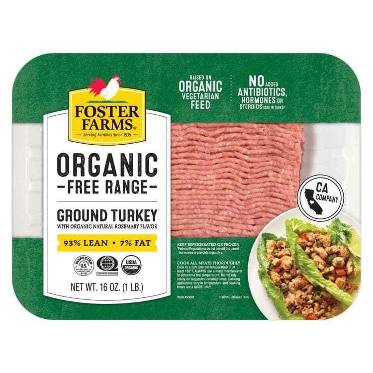 Foster Farms Pork, Free Range, Ground, Organic, 93/