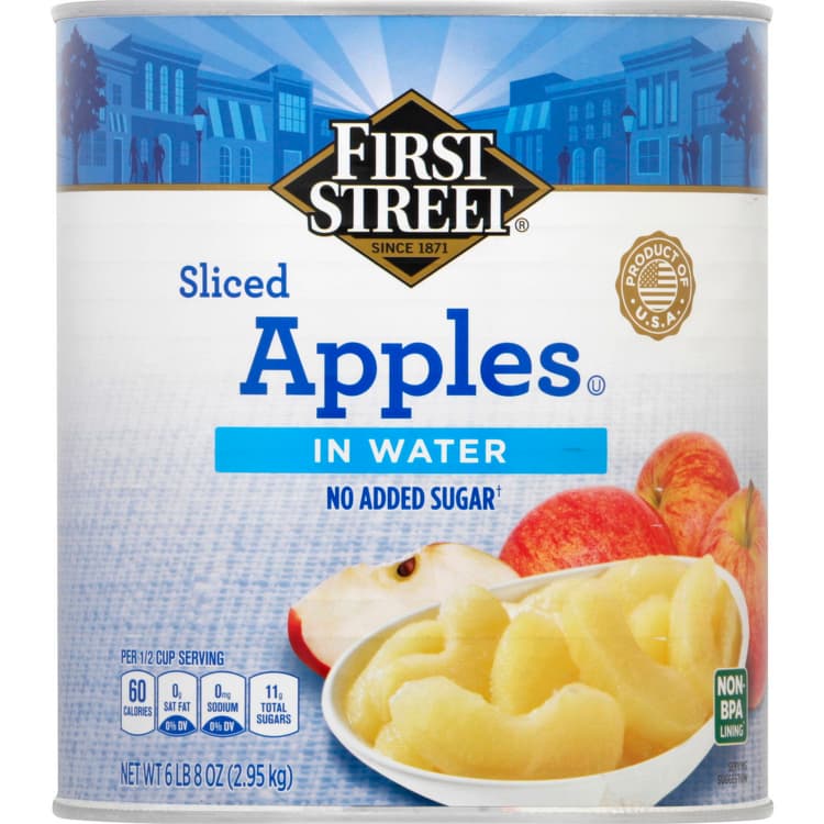 First Street Apples, In Water, Sliced