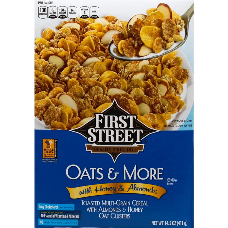 First Street Cereal, Oats & More, With Honey & Almonds