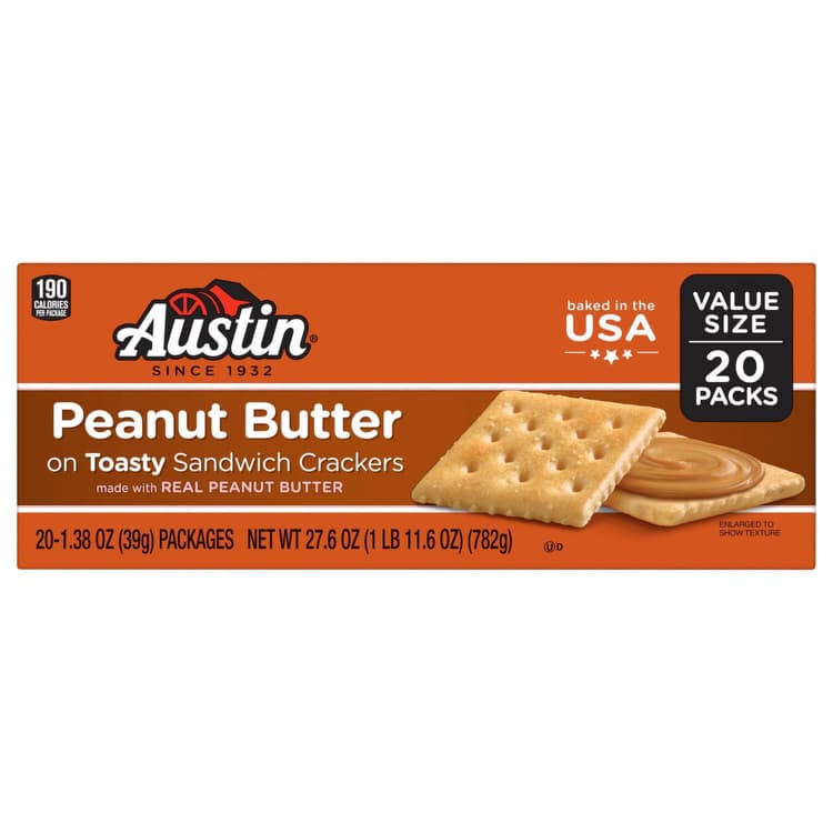 Austin Sandwich Crackers, Peanut Butter, Value Size