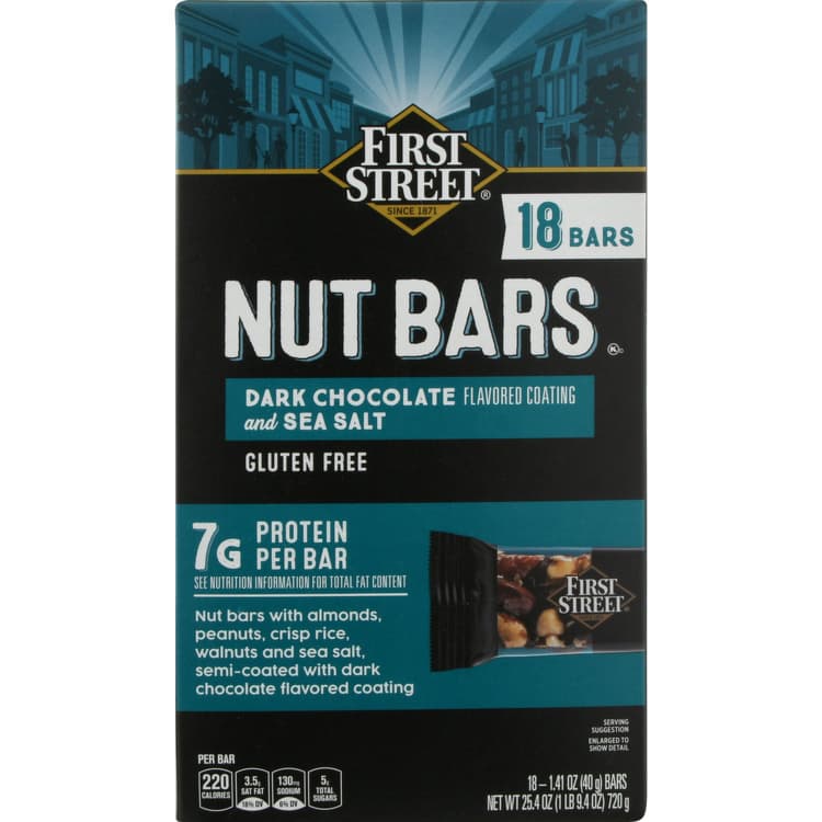 First Street Nut Bars, Dark Chocolate And Sea Salt