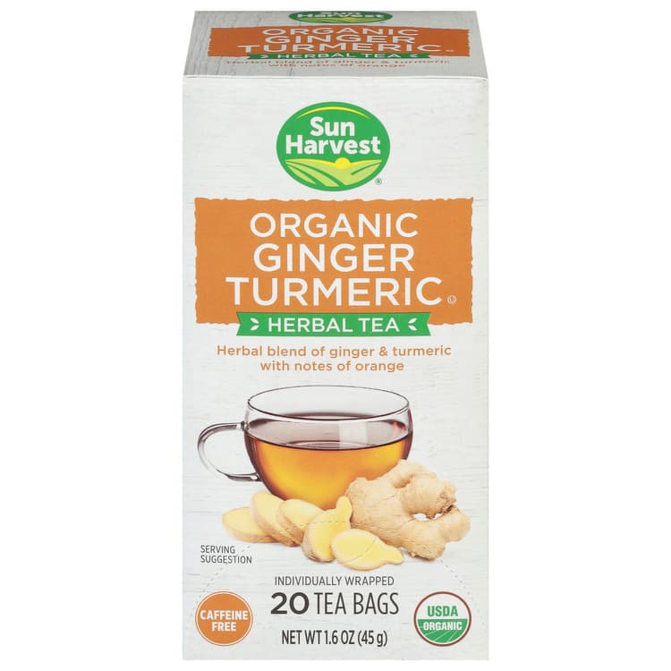 Sun Harvest Herbal Tea, Organic, Ginger Turmeric