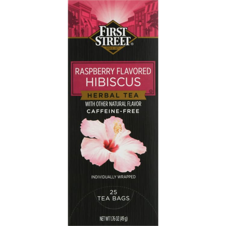 First Street Herbal Tea, Hibiscus, Raspberry Flavored, Caffeine-Free