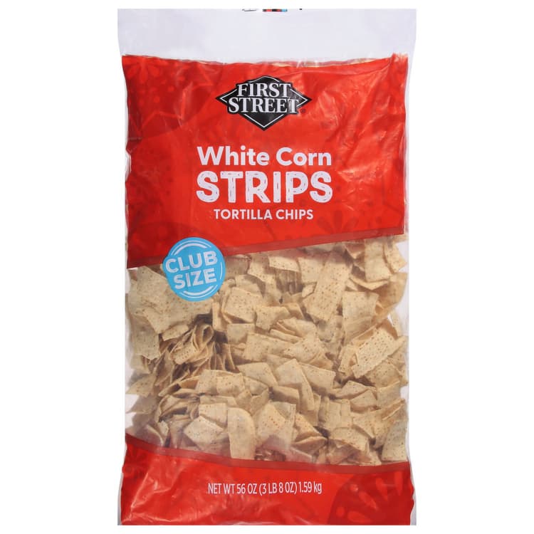First Street, Tortillas Chips, White Corn, Strips, Club Size