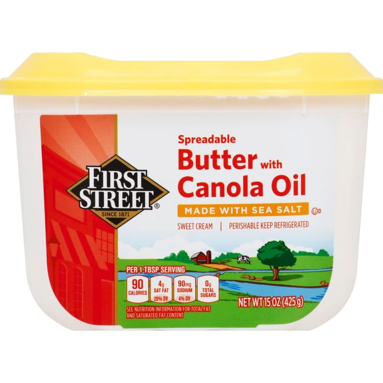 First Street Butter, With Canola Oil, Sea Salt, Spreadable, Sweet Cream