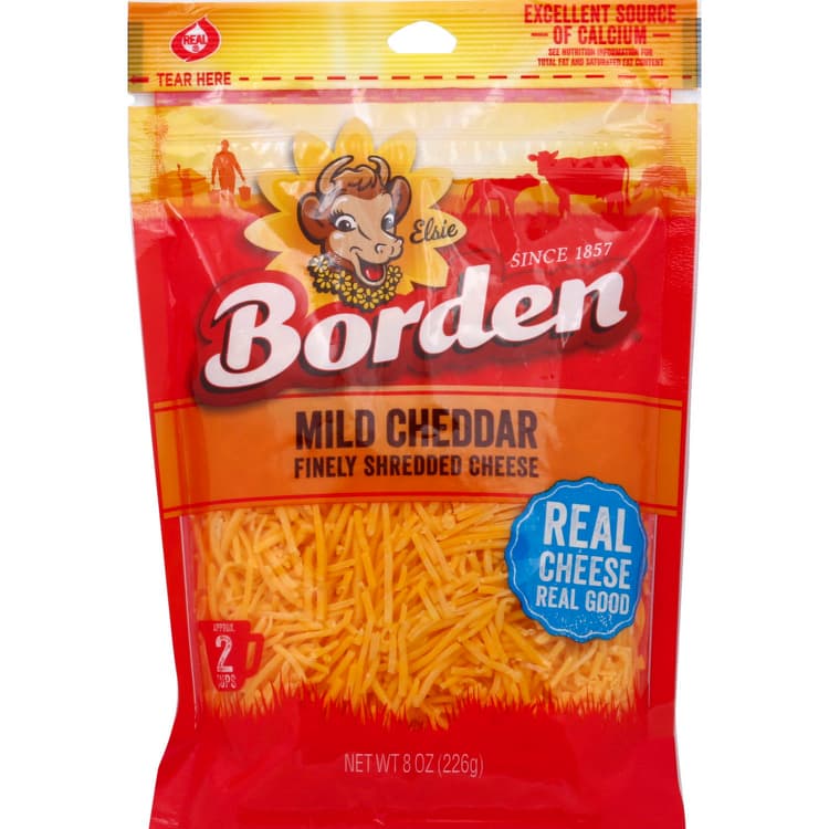 Borden Finely Shredded Cheese, Mild Cheddar