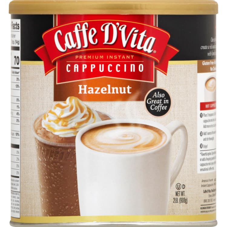 Caffe D Vita, Cappuccino, Instant, Premium, Hazelnut