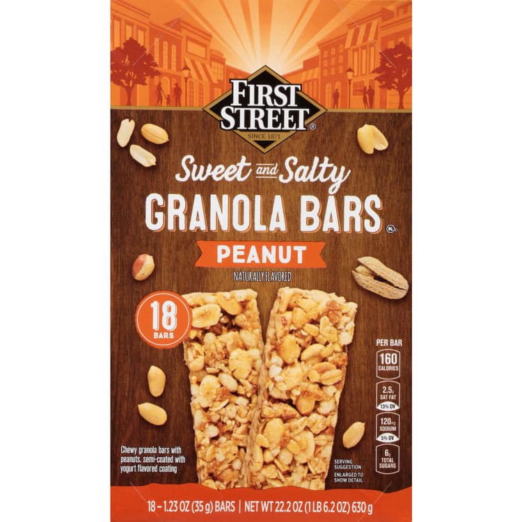 First Street Granola Bars, Peanut, Sweet And Salty
