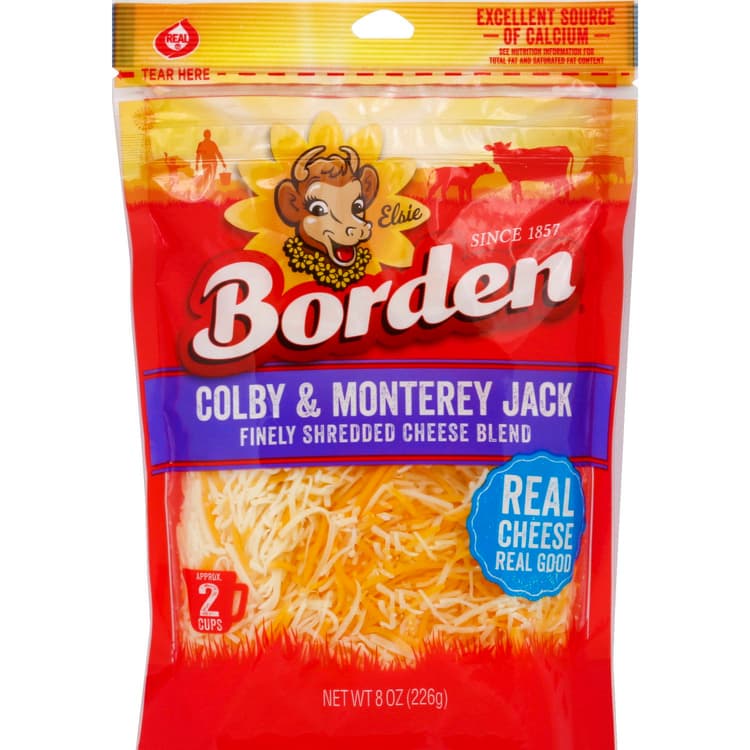Borden Finely Shredded Cheese Blend, Colby And Monterey Jack