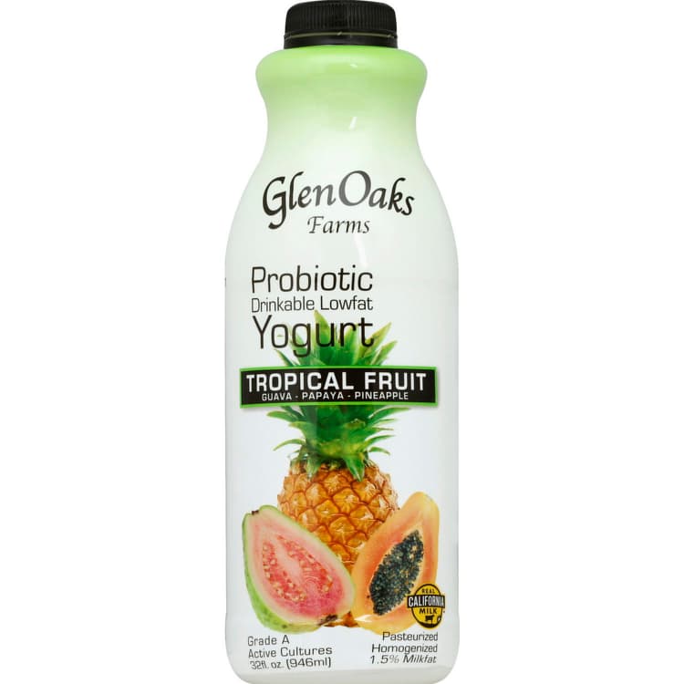 Glenoaks Farms Yogurt, Drinkable, Lowfat, Tropical Fruit