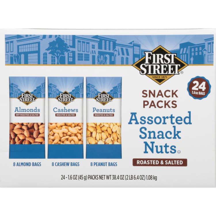First Street Snack Nuts, Roasted & Salted, Assorted, Snack