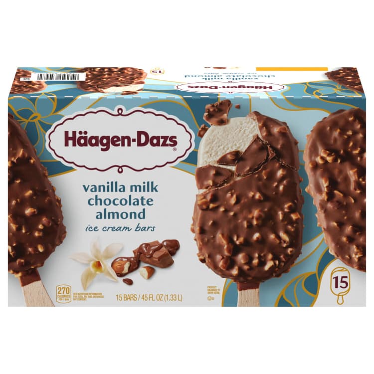 Haagen-Dazs Ice Cream Bars, Vanilla Milk Chocolate Almond
