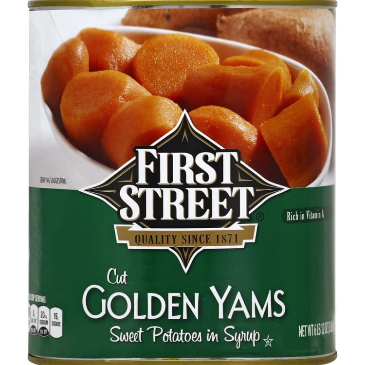 First Street, Golden Yams, Sweet Potatoes In Syrup, Cut