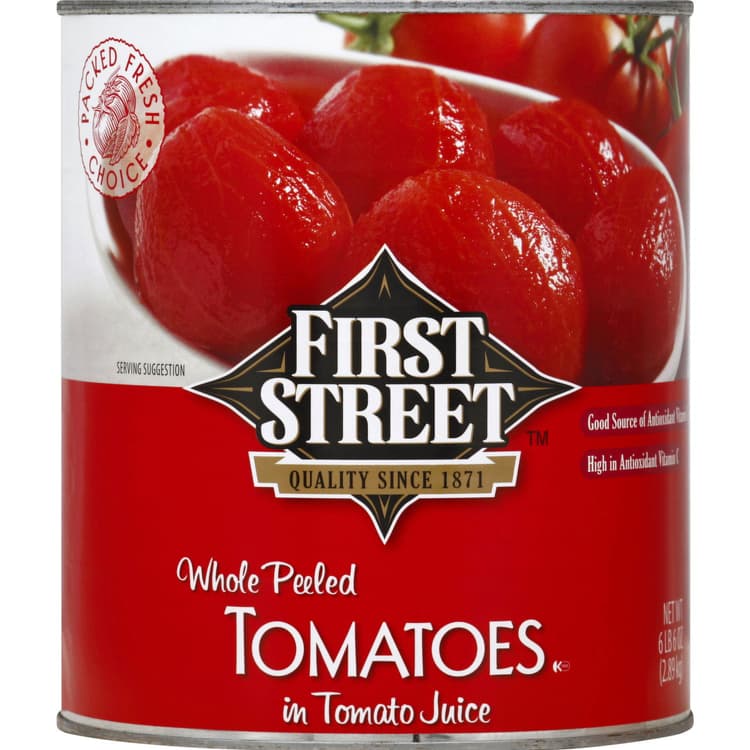 First Street Tomatoes, In Tomato Juice, Whole Peeled