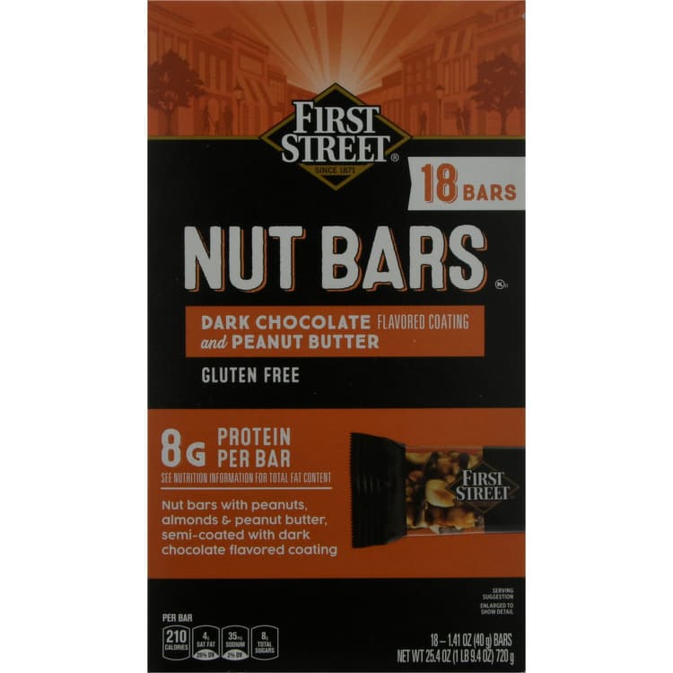 First Street Nut Bars, Dark Chocolate And Peanut Butter