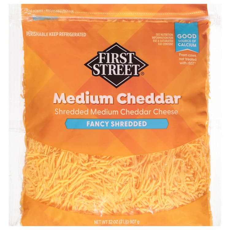 First Street Fancy Shredded Cheese, Medium Cheddar
