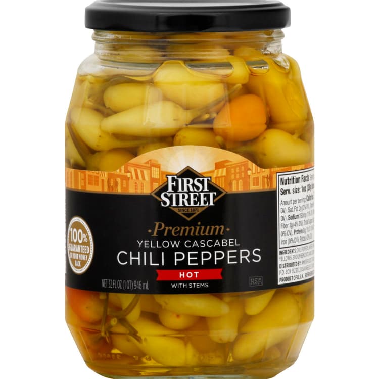 First Street Chili Peppers, Premium, Yellow Cascabel, Hot