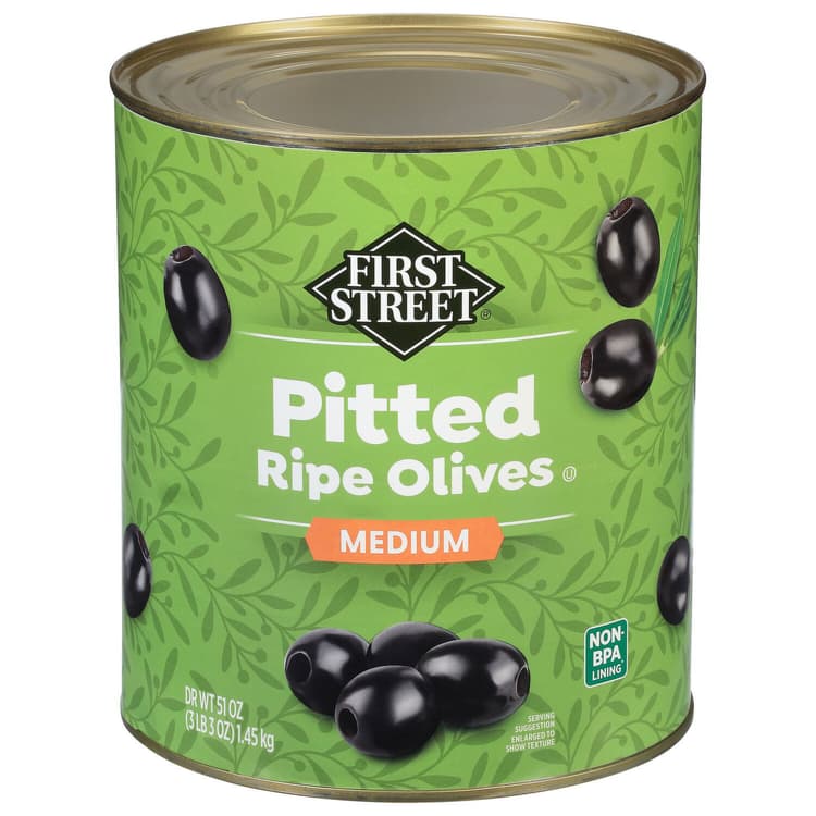 First Street Olives, Medium Pitted, California Ripe