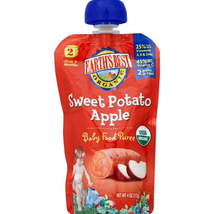 Earth'S Best, Baby Food Puree, Organic, Sweet Potato & Apple, 2 (6+ Months