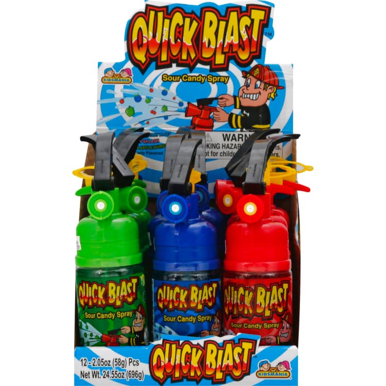 Quick Blast Candy Spray, Sour, Blue Raspberry Blast, Cherry Splash, Green Apple Burst