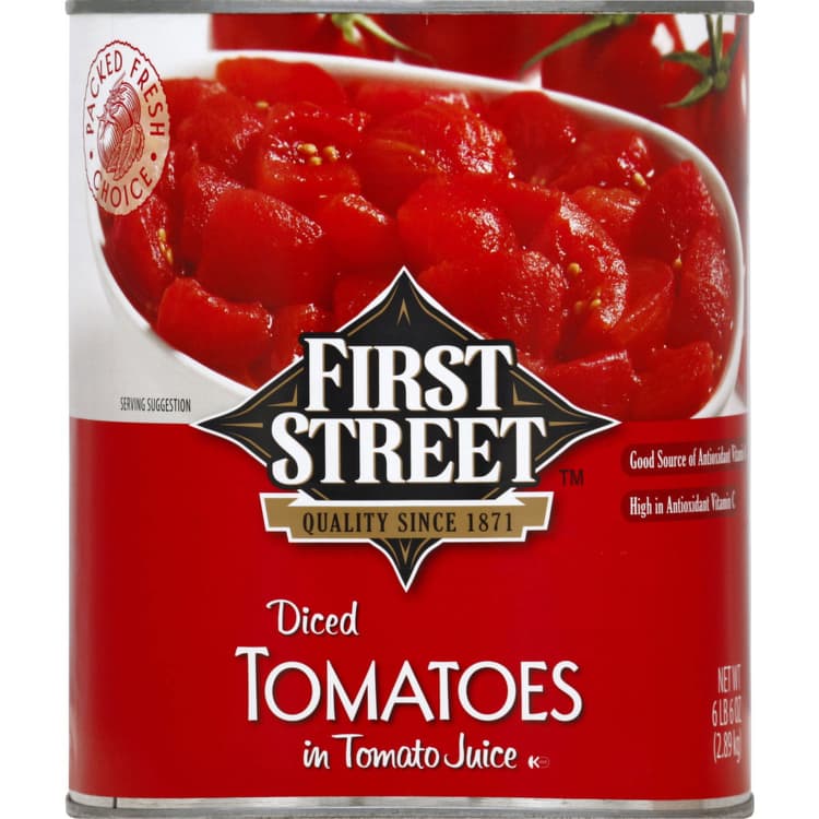 First Street Tomatoes, In Tomato Juice, Diced