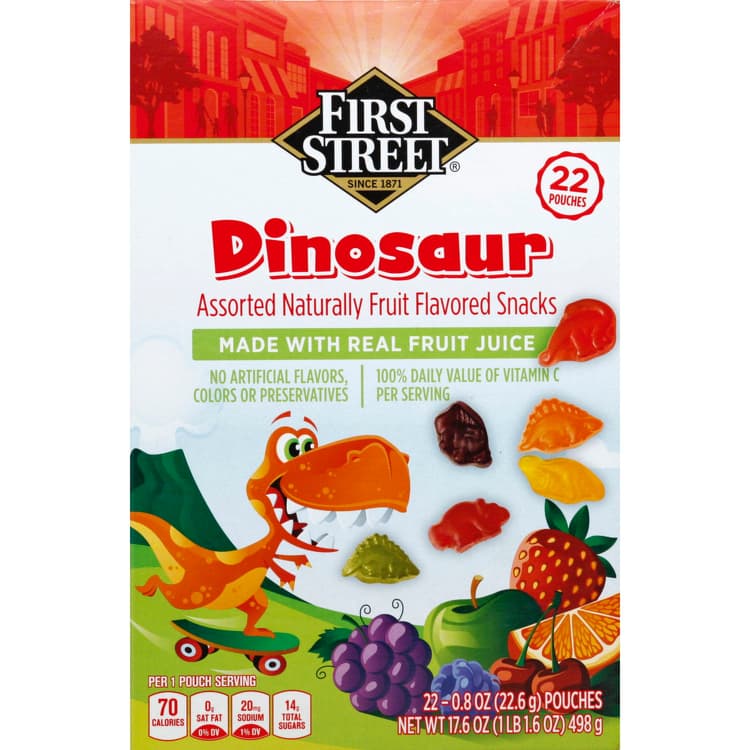 First Street Fruit Flavored Snacks, Dinosaur, Assorted