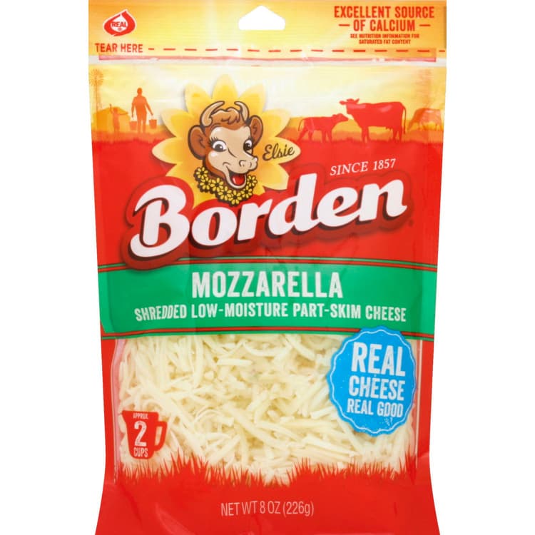 Borden Cheese, Shredded, Low-Moisture, Mozzarella, Part-Skim